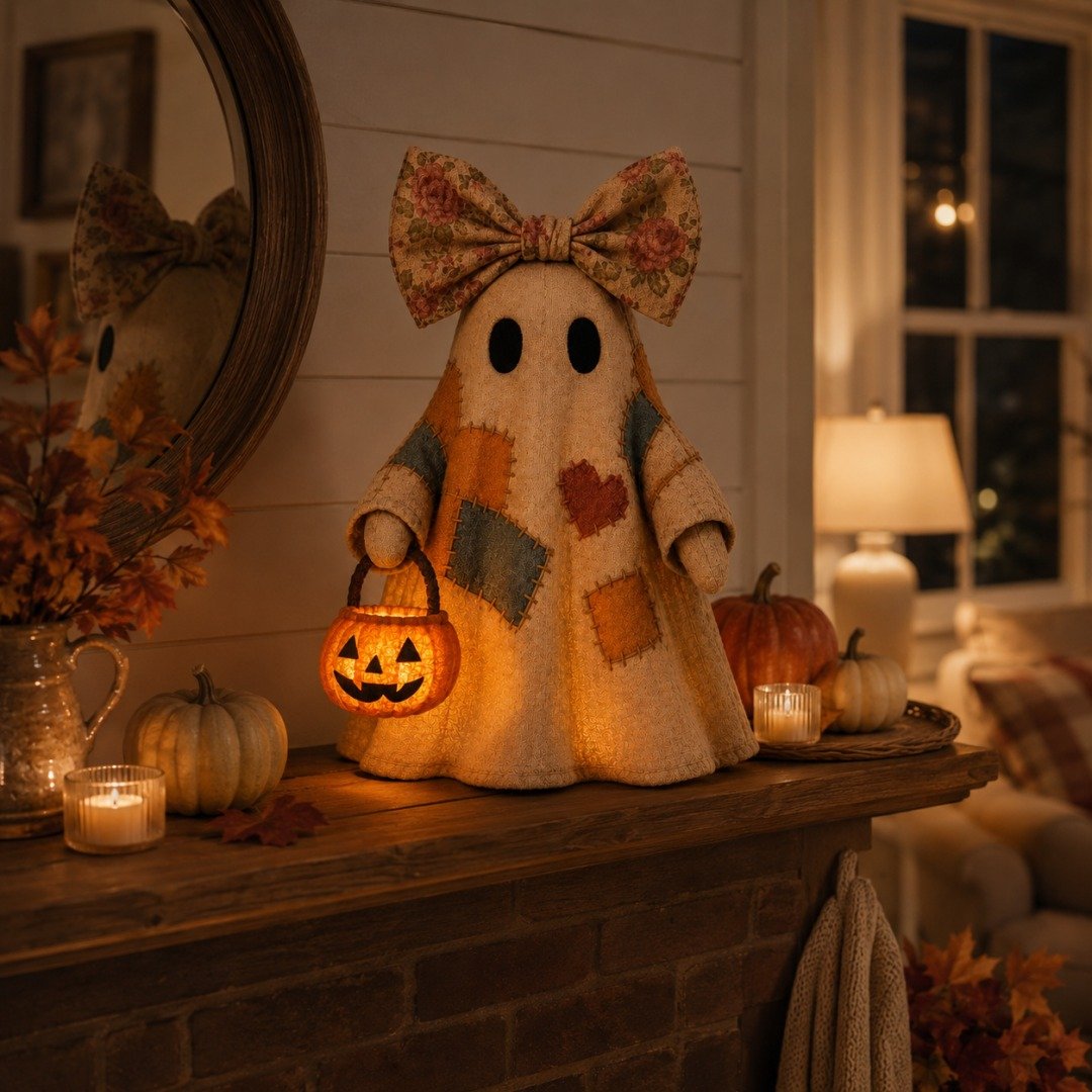 ððŧ Lighted Vintage Patchwork Ghost