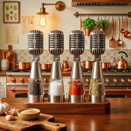 Vintage Microphone Salt & Pepper Grinder Set