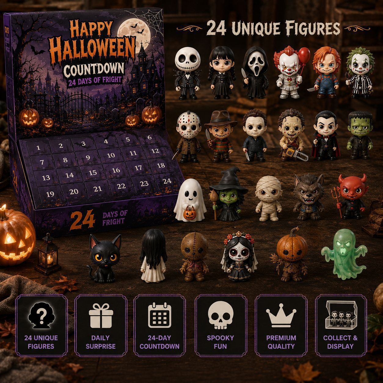 Halloween Advent Calendar 2026 – 24 Horror Mini Collectible Figures