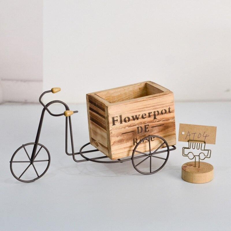 Tabletop Wrought Iron Tricycle with Wooden Planter Box