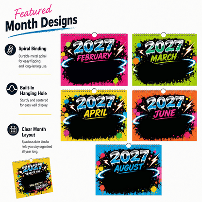 💥Early Bird Sale —🎁2027 Year of the  Wall Calendar – Bold Graffiti Humor Calendar📆🌟