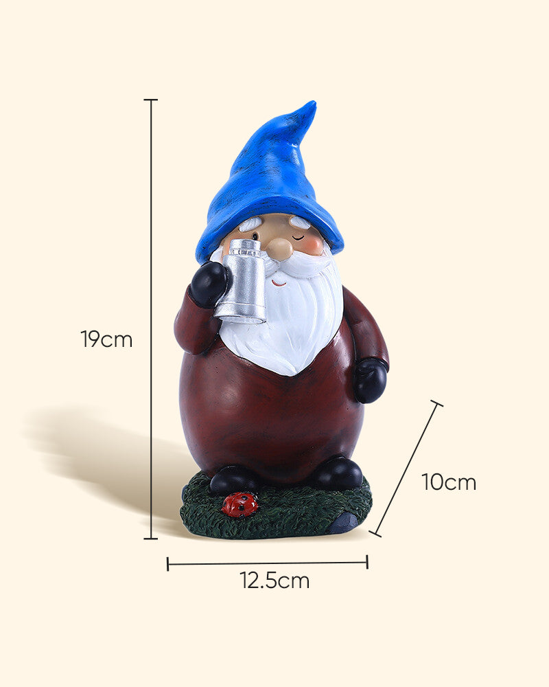 Solar-powered LED Blue Hat Garden Gnome