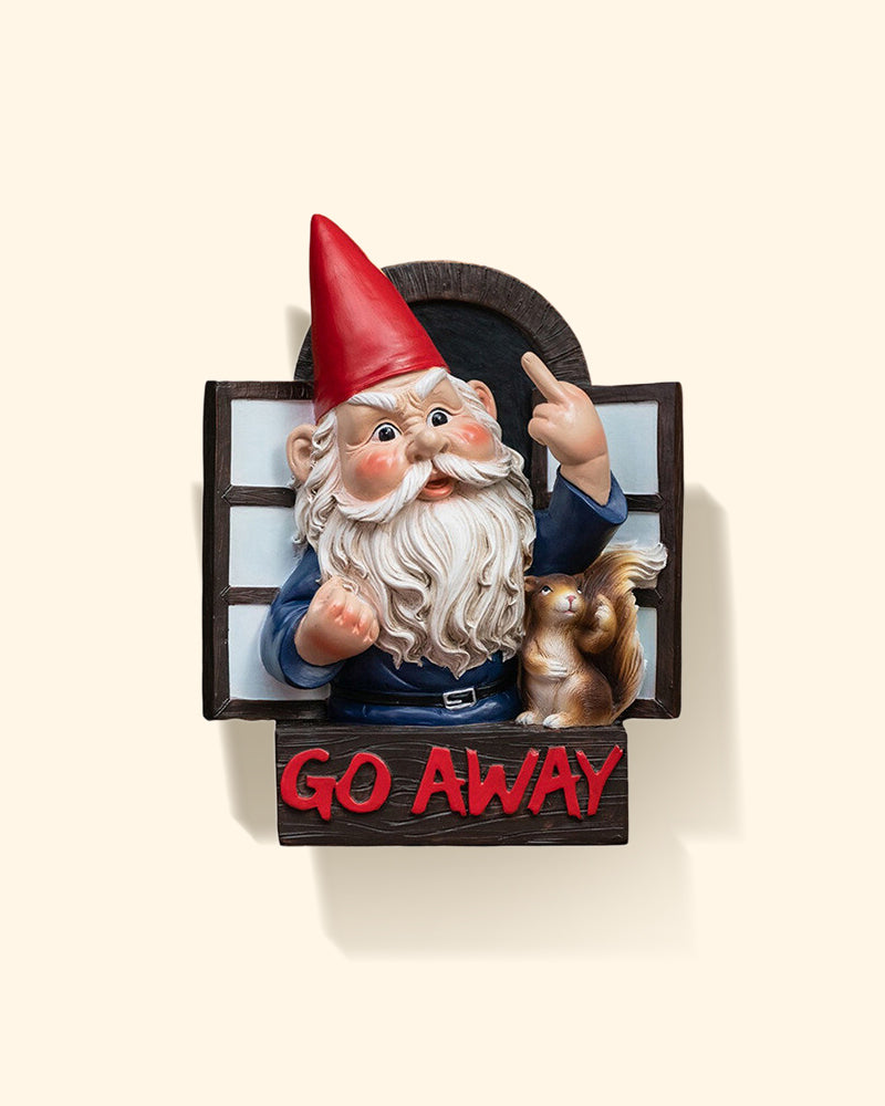 Garden Gnome Wall Hanging middle finger gnome