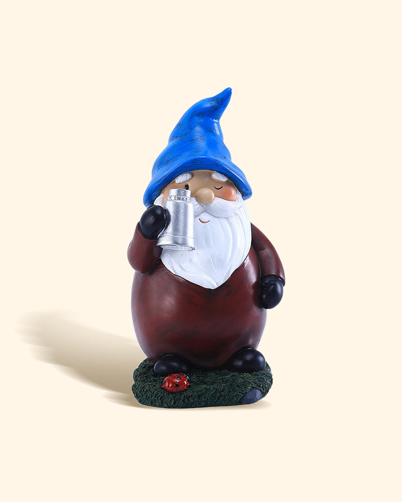 Solar-powered LED Blue Hat Garden Gnome