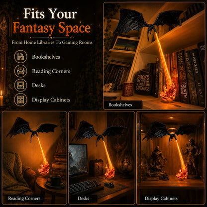 Light-Up Dragon Fire Bookshelf Lamp