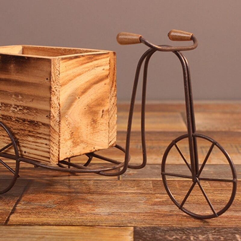 Tabletop Wrought Iron Tricycle with Wooden Planter Box