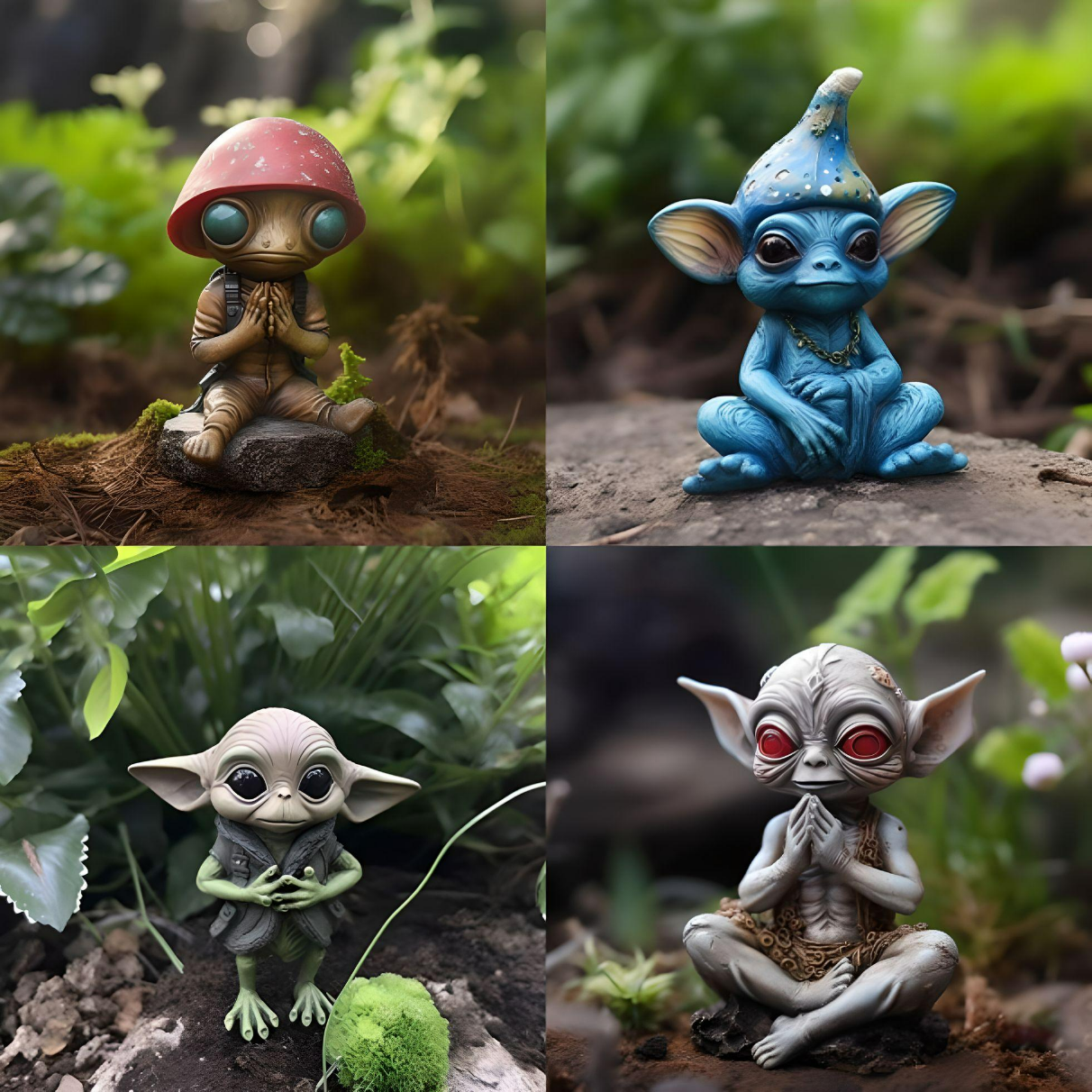 Mysterious Alien Figurines--Hand Carved Figurines