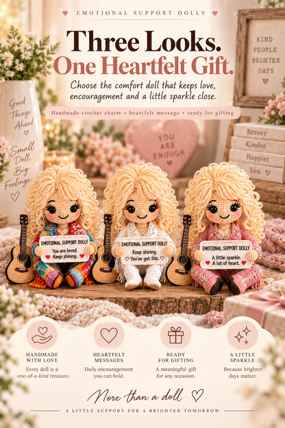 🔥LAST DAY 50% OFF - 💗Handmade Crochet Emotional Support Dolls | Country‑Music‑Inspired Encouragement Keepsake Gift With Heartfelt Positive Message Cards