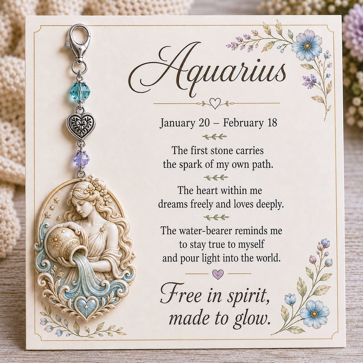 ✨  Commemorative keychains and cards featuring the birthstones of the 12 zodiac signs