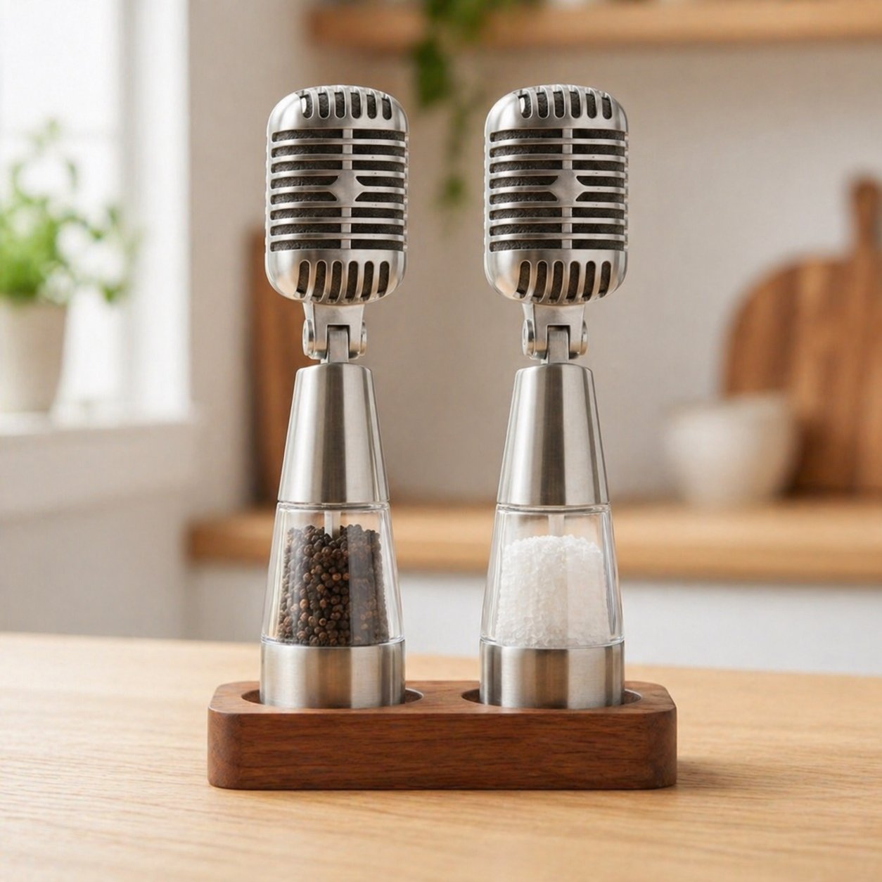 Vintage Microphone Salt & Pepper Grinder Set