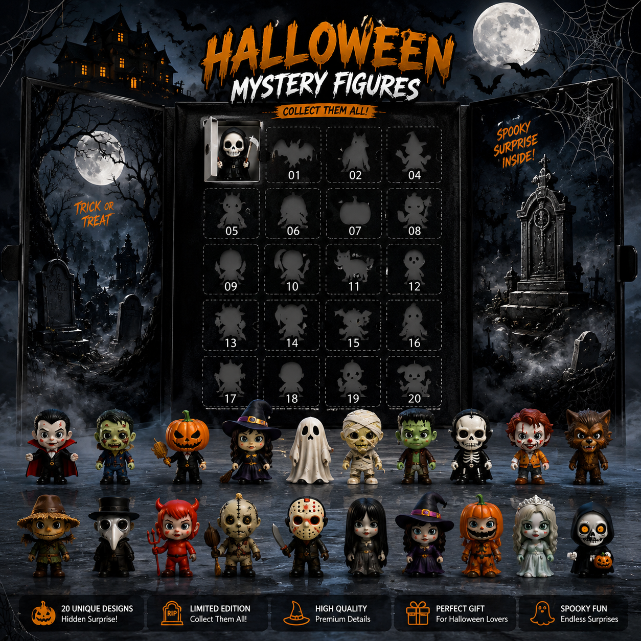 Halloween Advent Calendar 2026 – 24 Horror Mini Collectible Figures