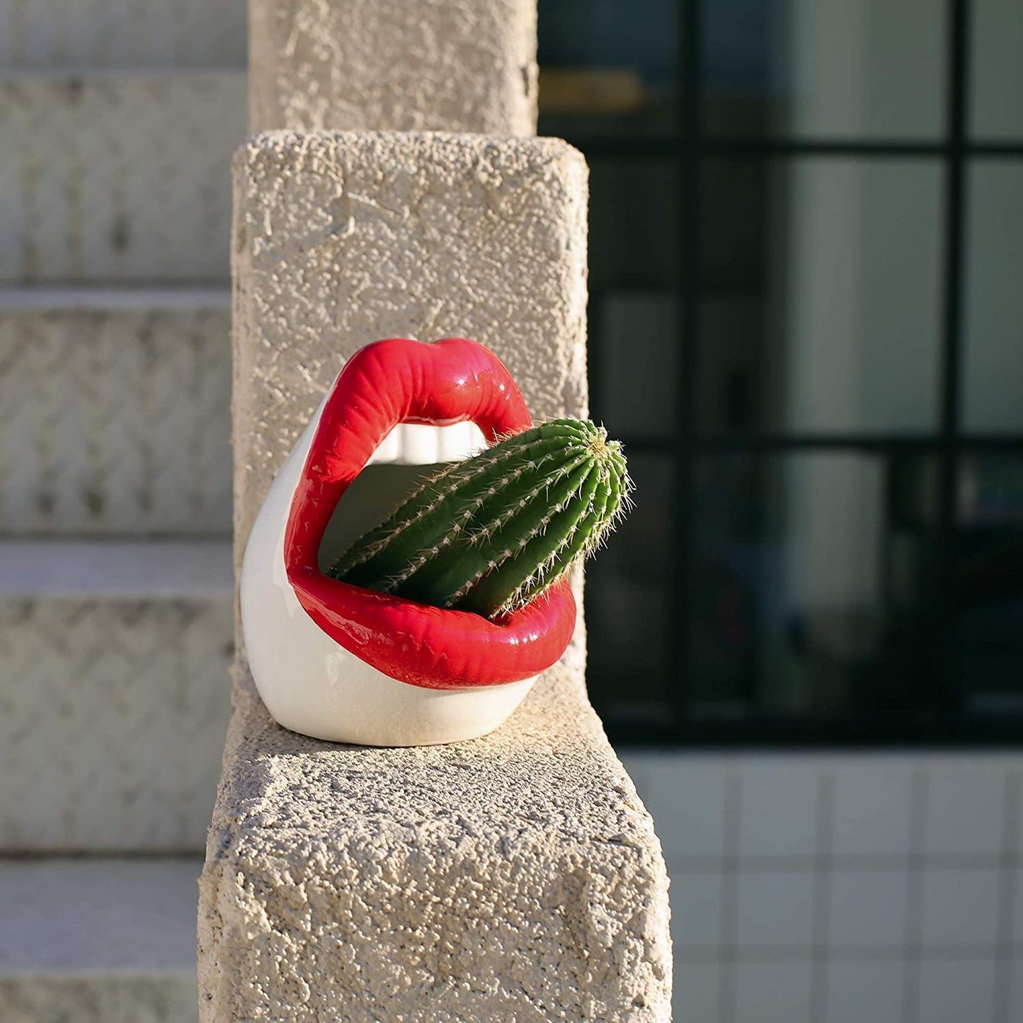 Pucker Up Lips Ceramic Planter