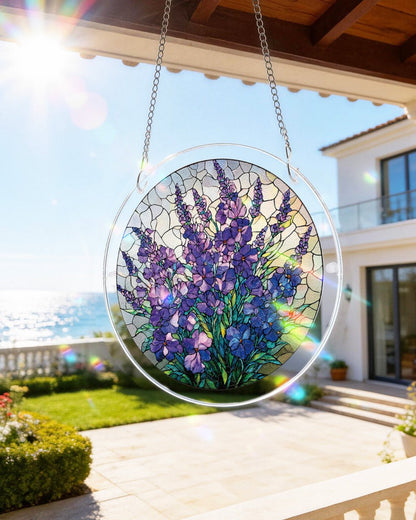 Acrylic Jigsaw Puzzle Suncatcher - Violet Garden Grace