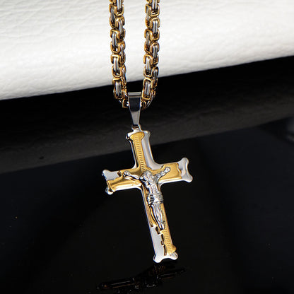 Grace 2026 - Double-Toned Jesus Cross Pendant Necklace